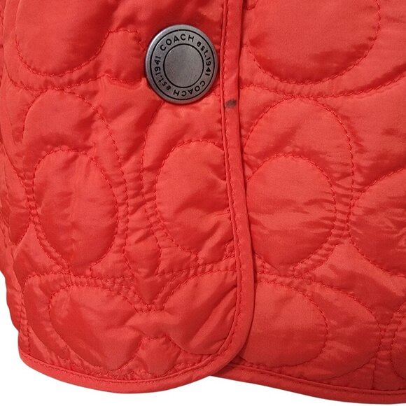 Coach Size S Pomegranate Orange Red Lightweight Quilted Jacket, Gently Used Cond - Picture 8 of 14